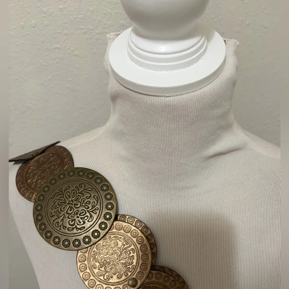 *EUC* Y2K Boho Bronze Medallion Leather XL Belt - Picture 5 of 6